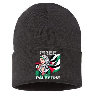 I Love Free Palestine Flag Save Gaza Strip Palestinian Sustainable Knit Beanie