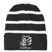 I Love Free Palestine Flag Save Gaza Strip Palestinian Striped Beanie with Solid Band