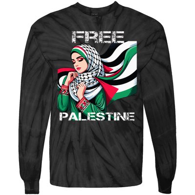 I Love Free Palestine Flag Save Gaza Strip Palestinian Tie-Dye Long Sleeve Shirt