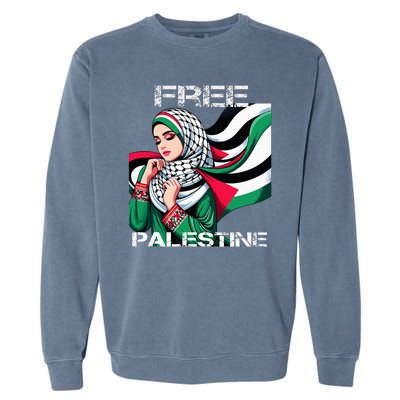 I Love Free Palestine Flag Save Gaza Strip Palestinian Garment-Dyed Sweatshirt