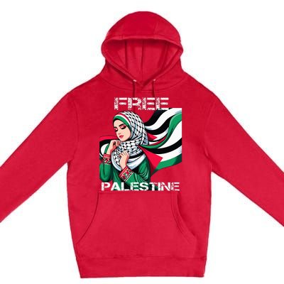 I Love Free Palestine Flag Save Gaza Strip Palestinian Premium Pullover Hoodie