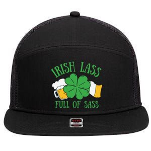 Irish Lass Full Of Sass Funny St Patricks Day 7 Panel Mesh Trucker Snapback Hat