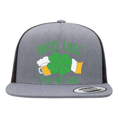 Irish Lass Full Of Sass Funny St Patricks Day Flat Bill Trucker Hat