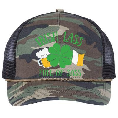 Irish Lass Full Of Sass Funny St Patricks Day Retro Rope Trucker Hat Cap