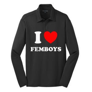 I Love Femboys Crossdressing Sissy Femboy Silk Touch Performance Long Sleeve Polo