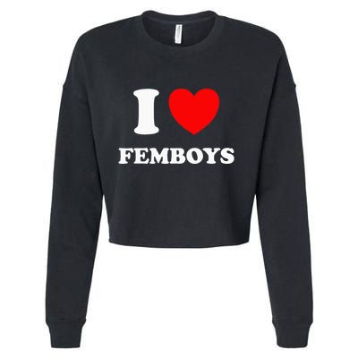 I Love Femboys Crossdressing Sissy Femboy Cropped Pullover Crew