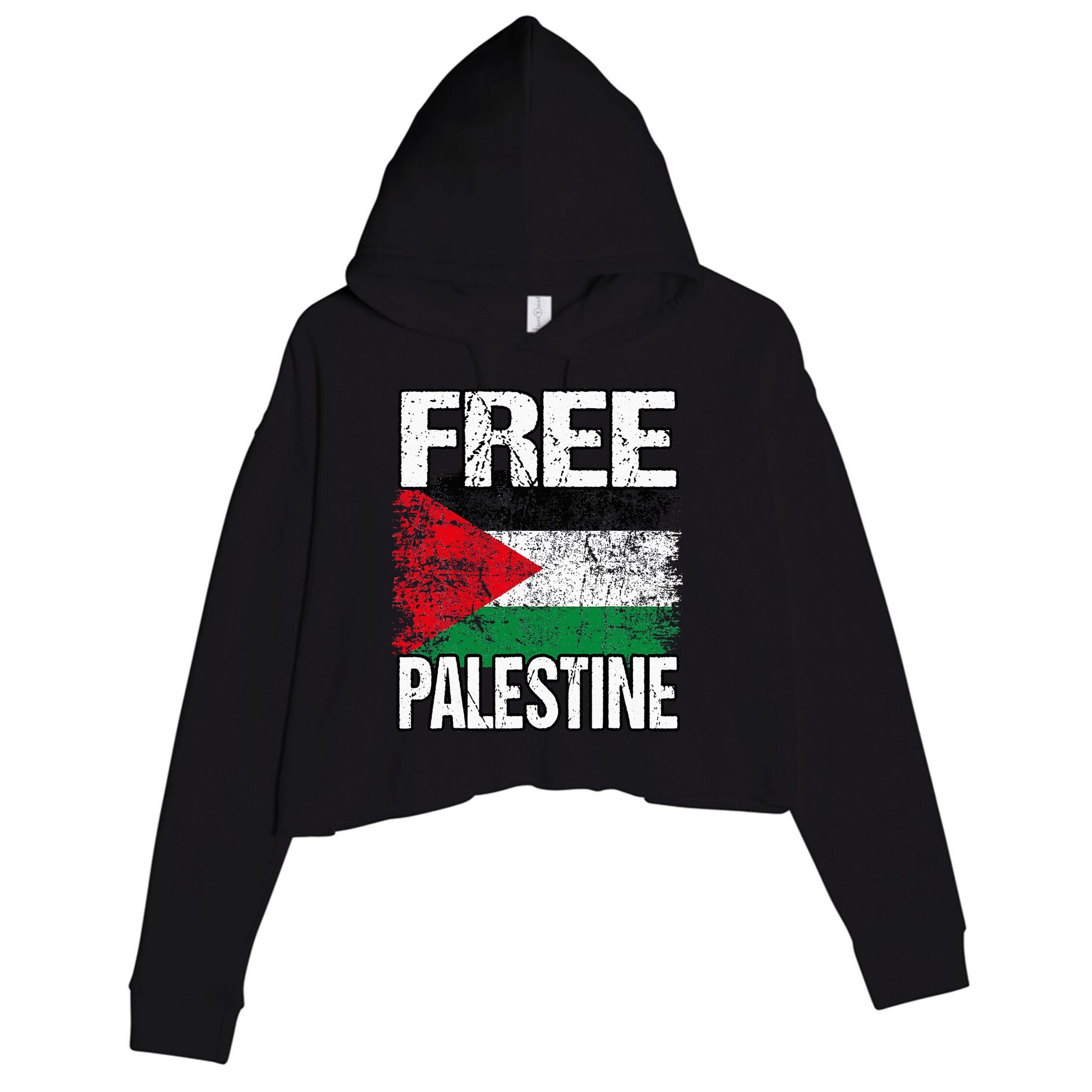 I Love Free Palestine Flag Save Gaza Strip Palestinian Crop Fleece Hoodie