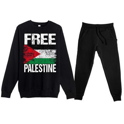 I Love Free Palestine Flag Save Gaza Strip Palestinian Premium Crewneck Sweatsuit Set