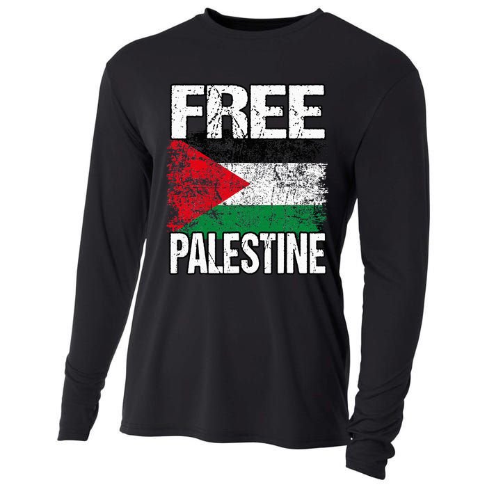 I Love Free Palestine Flag Save Gaza Strip Palestinian Cooling Performance Long Sleeve Crew