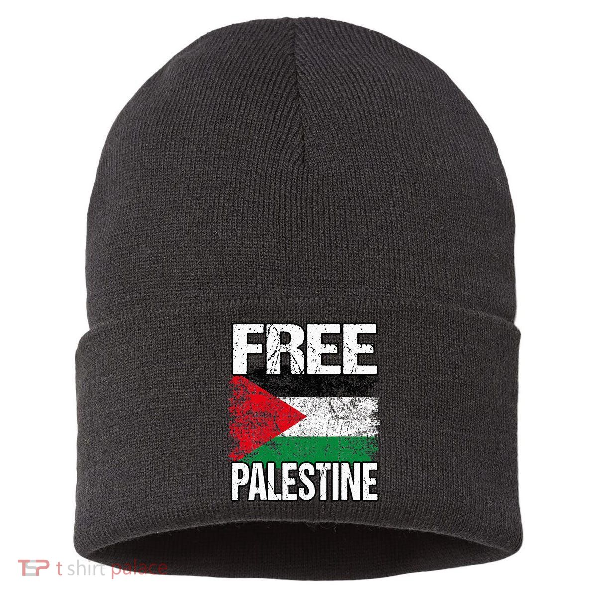 I Love Free Palestine Flag Save Gaza Strip Palestinian Sustainable Knit Beanie