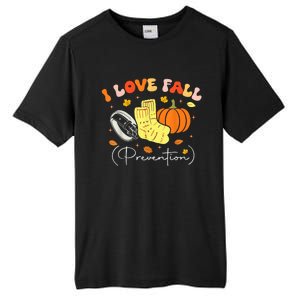 I Love Fall Prevention Autumn Nurse Physical Therapist Tall Fusion ChromaSoft Performance T-Shirt