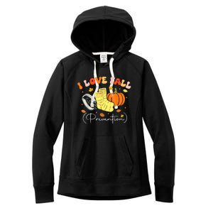 I Love Fall Prevention Autumn Nurse Physical Therapist Women's Fleece Hoodie