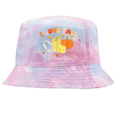 I Love Fall Prevention Autumn Nurse Physical Therapist Tie-Dyed Bucket Hat