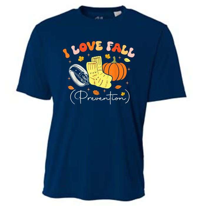 I Love Fall Prevention Autumn Nurse Physical Therapist Cooling Performance Crew T-Shirt