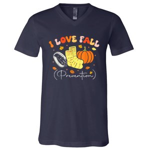 I Love Fall Prevention Autumn Nurse Physical Therapist V-Neck T-Shirt