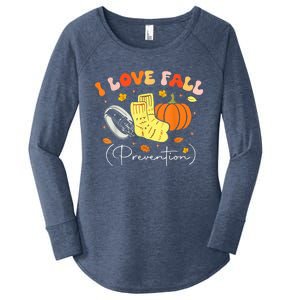 I Love Fall Prevention Autumn Nurse Physical Therapist Women's Perfect Tri Tunic Long Sleeve Shirt