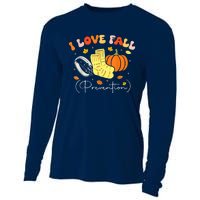 I Love Fall Prevention Autumn Nurse Physical Therapist Cooling Performance Long Sleeve Crew