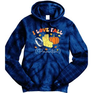 I Love Fall Prevention Autumn Nurse Physical Therapist Tie Dye Hoodie