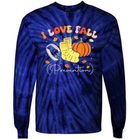 I Love Fall Prevention Autumn Nurse Physical Therapist Tie-Dye Long Sleeve Shirt