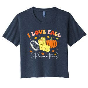 I Love Fall Prevention Autumn Nurse Physical Therapist Women's Crop Top Tee