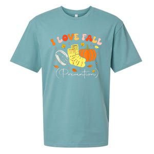 I Love Fall Prevention Autumn Nurse Physical Therapist Sueded Cloud Jersey T-Shirt