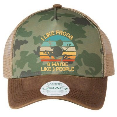 I Like Frogs And Maybe Like 3 People Vintage Legacy Tie Dye Trucker Hat