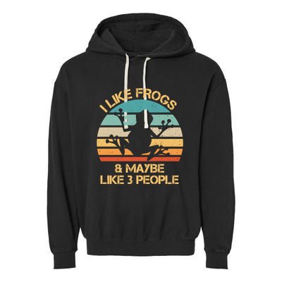 I Like Frogs And Maybe Like 3 People Vintage Garment-Dyed Fleece Hoodie