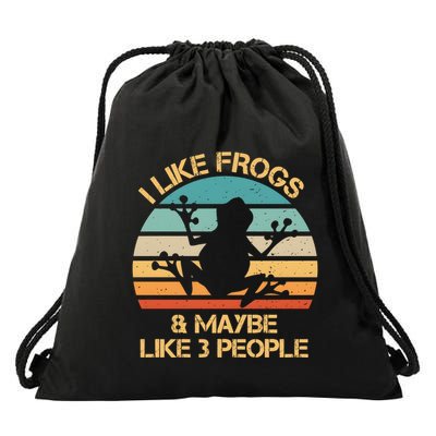 I Like Frogs And Maybe Like 3 People Vintage Drawstring Bag