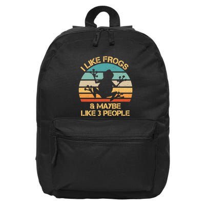 I Like Frogs And Maybe Like 3 People Vintage 16 in Basic Backpack
