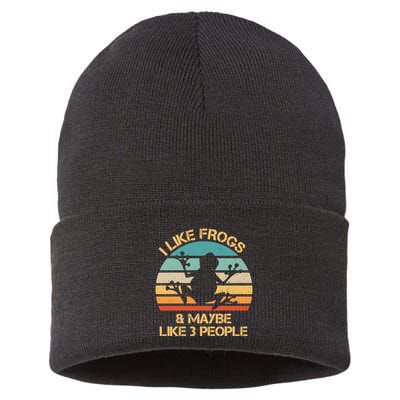 I Like Frogs And Maybe Like 3 People Vintage Sustainable Knit Beanie