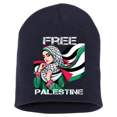 I Love Free Palestine Flag Save Gaza Strip Palestinian Short Acrylic Beanie