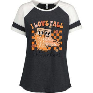 I Love Fall (Prevention) Enza Ladies Jersey Colorblock Tee