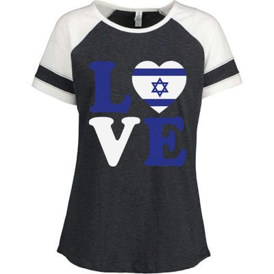 Israel Love Flag I Stand With Israel Heritage Israeli Flag   Enza Ladies Jersey Colorblock Tee