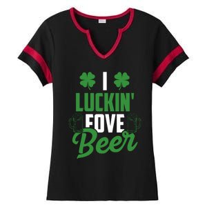 I Luckin Fove Beer Funny St Patrick's Day Ladies Halftime Notch Neck Tee