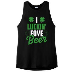 I Luckin Fove Beer Funny St Patrick's Day Ladies PosiCharge Tri-Blend Wicking Tank