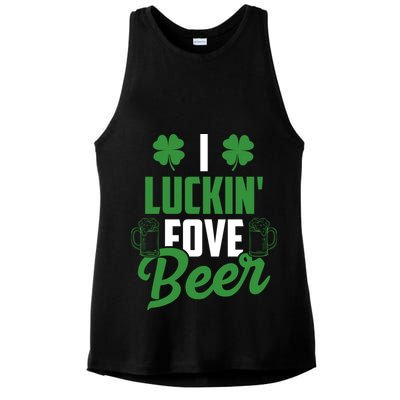 I Luckin Fove Beer Funny St Patrick's Day Ladies PosiCharge Tri-Blend Wicking Tank