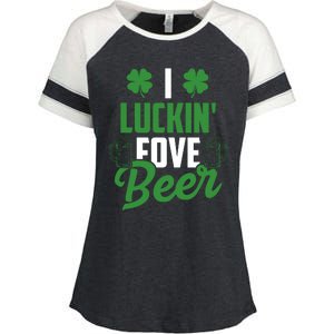 I Luckin Fove Beer Funny St Patrick's Day Enza Ladies Jersey Colorblock Tee