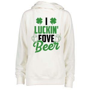 I Luckin Fove Beer Funny St Patrick's Day Womens Funnel Neck Pullover Hood