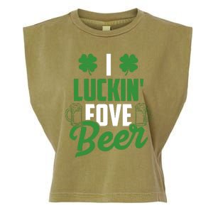 I Luckin Fove Beer Funny St Patrick's Day Garment-Dyed Women's Muscle Tee