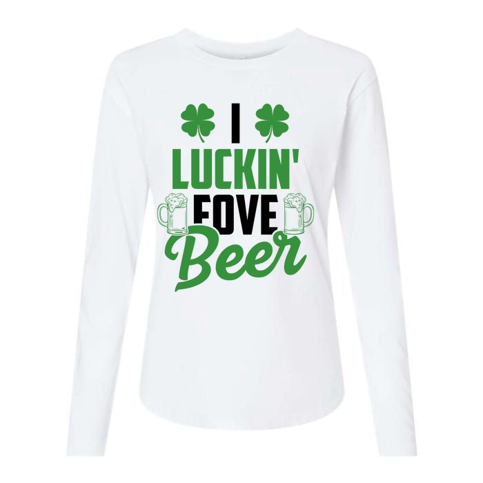 I Luckin Fove Beer Funny St Patrick's Day Womens Cotton Relaxed Long Sleeve T-Shirt