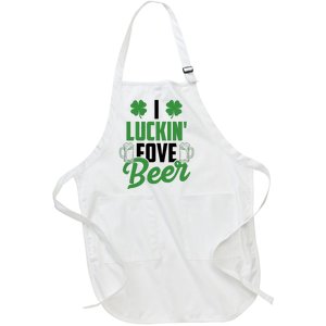 I Luckin Fove Beer Funny St Patrick's Day Full-Length Apron With Pockets