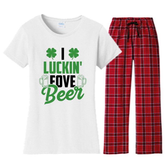 I Luckin Fove Beer Funny St Patrick's Day Women's Flannel Pajama Set