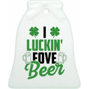 I Luckin Fove Beer Funny St Patrick's Day Ceramic Bell Ornament