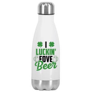 I Luckin Fove Beer Funny St Patrick's Day Stainless Steel Insulated Water Bottle