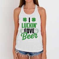 I Luckin Fove Beer Funny St Patrick's Day Women's Knotted Racerback Tank