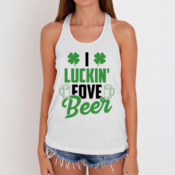 I Luckin Fove Beer Funny St Patrick's Day Women's Knotted Racerback Tank