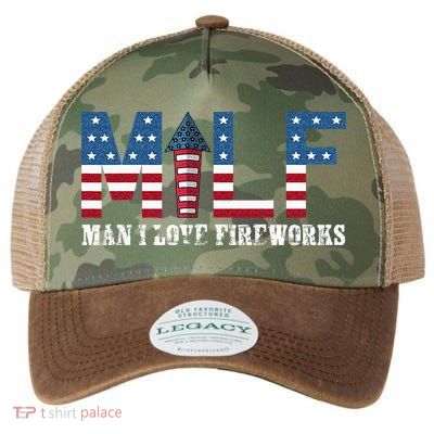 I Love Fireworks Funny 4th Of July Legacy Tie Dye Trucker Hat