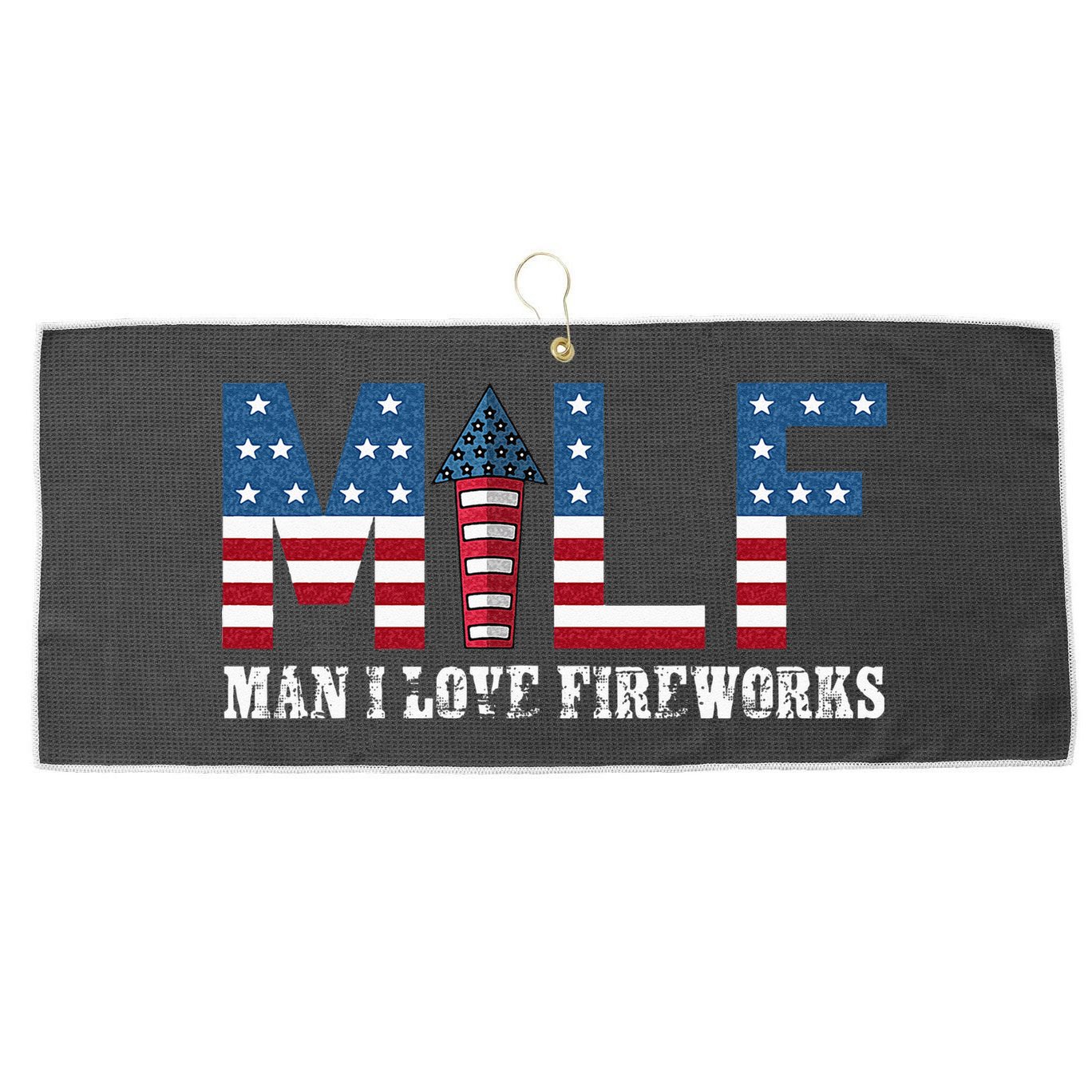 I Love Fireworks Funny 4th Of July Large Microfiber Waffle Golf Towel
