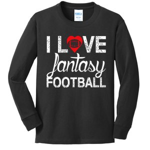 I Love Fantasy Football Graphic Kids Long Sleeve Shirt