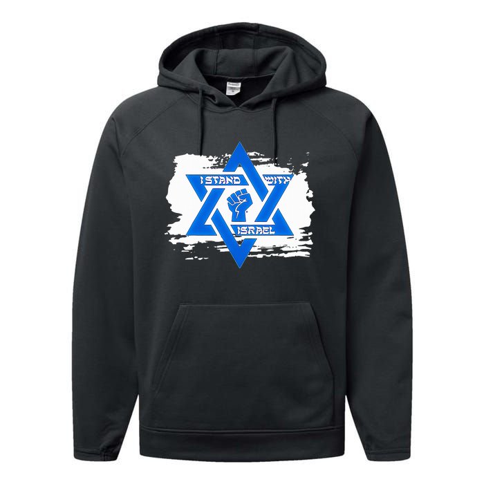 Israel Love Flag I Stand With Israel Heritage Israeli Flag  Performance Fleece Hoodie